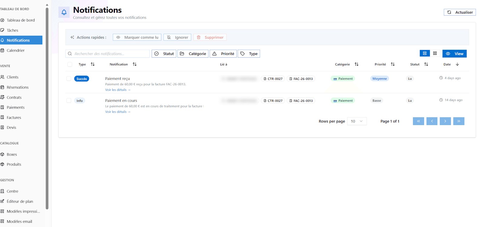 Notifications intelligentes